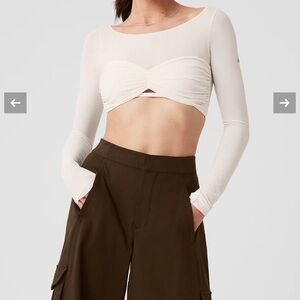 Alo Mesh Sheer Illusion Cropped Long Sleeve